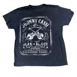 Johnny Cash Man in Black Graphic Unisex Med Tee - Dark Gray
